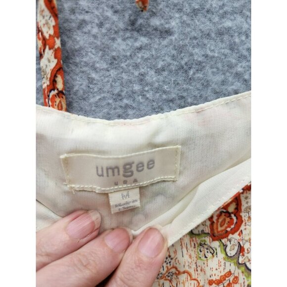 Umgee Womens Boho Floral Print Bell Sleeve Tunic Top S/M Beige & Orange - Picture 2 of 4